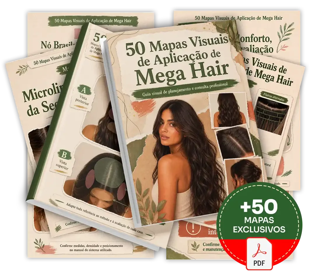 Mockup principal de 50 Mapas Visuais de Aplicação de Mega Hair